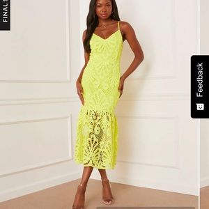 Vici yellow lace crochet dress